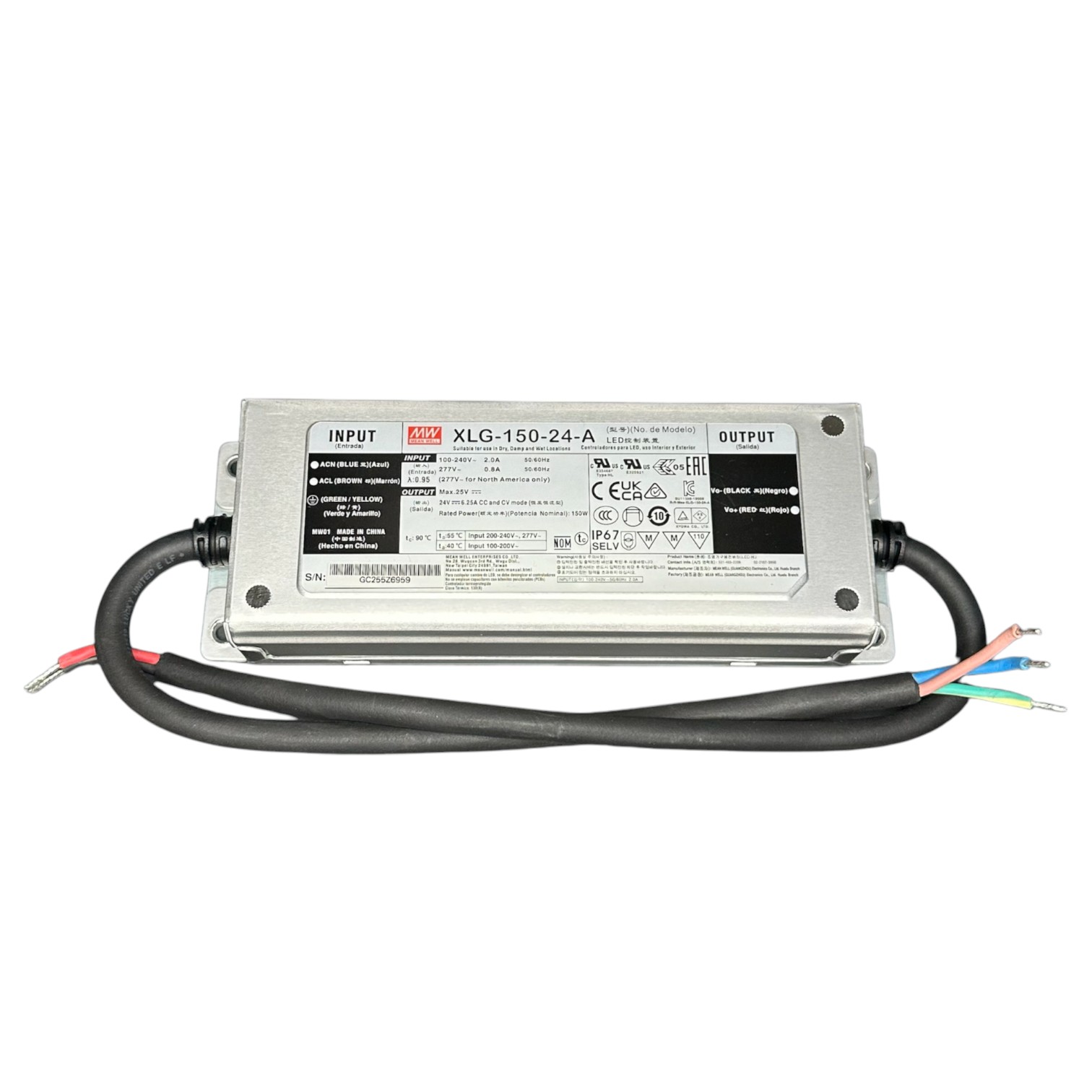 Meanwell | IP67 | 24V | 150W | Constant Voltage | Non Dimming | LED Driver